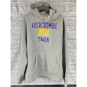 Vtg Abercrombie Fitch Hoodie Men’s XL Spell Out Pullover Gray 90s Y2K Sweatshirt